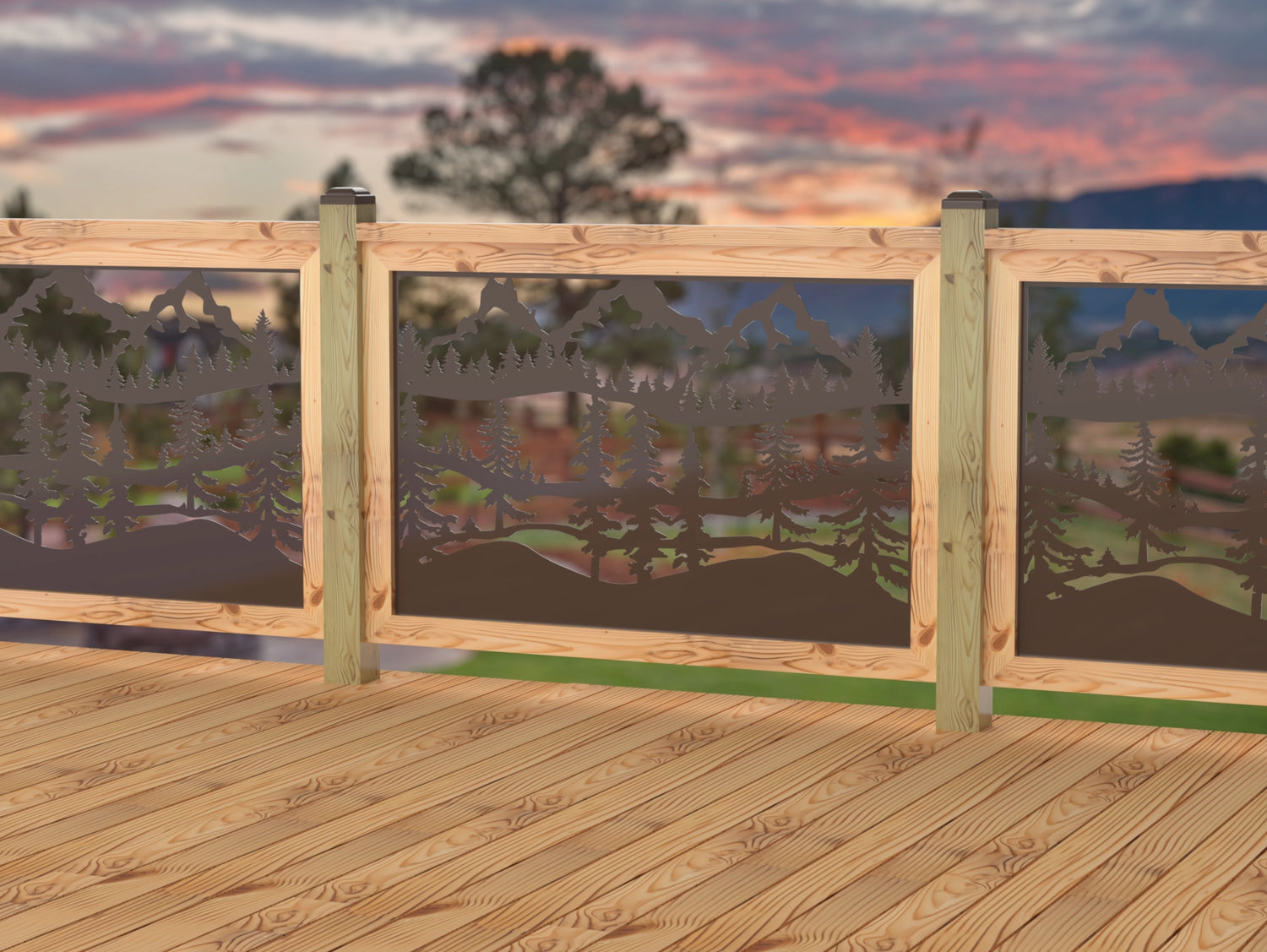 47"x30" - Mountain Landscape Fence/Gate Panel Insert - Madison Iron and Wood