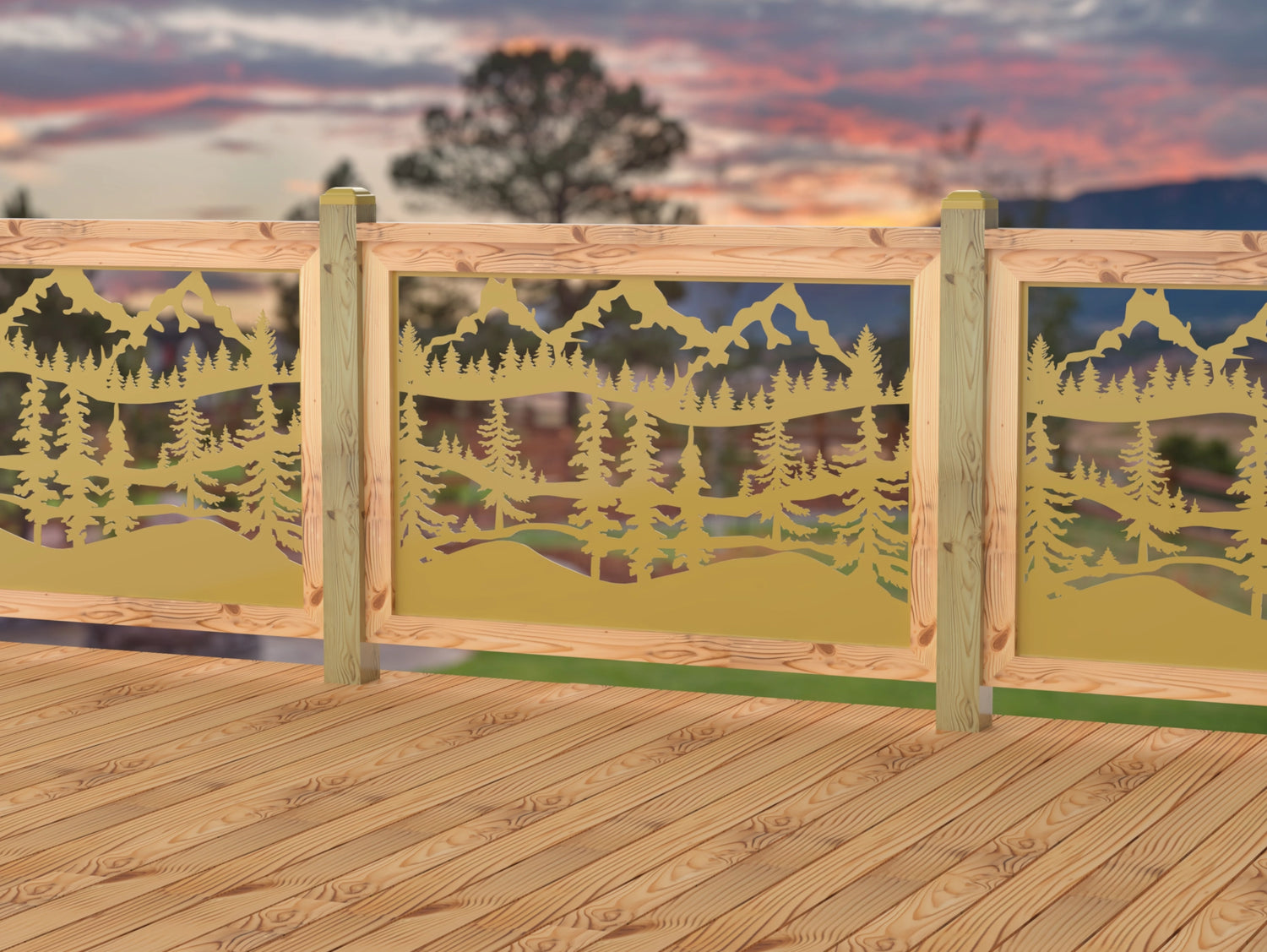 47"x30" - Mountain Landscape Fence/Gate Panel Insert - Madison Iron and Wood