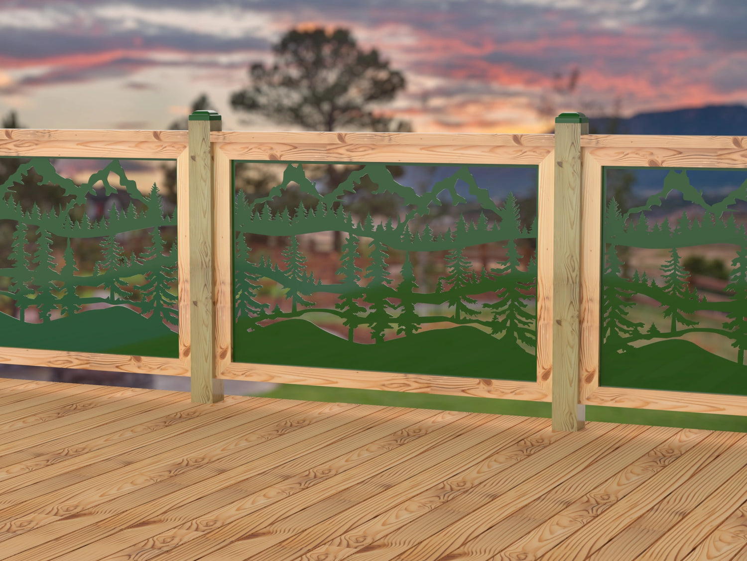 47"x30" - Mountain Landscape Fence/Gate Panel Insert - Madison Iron and Wood