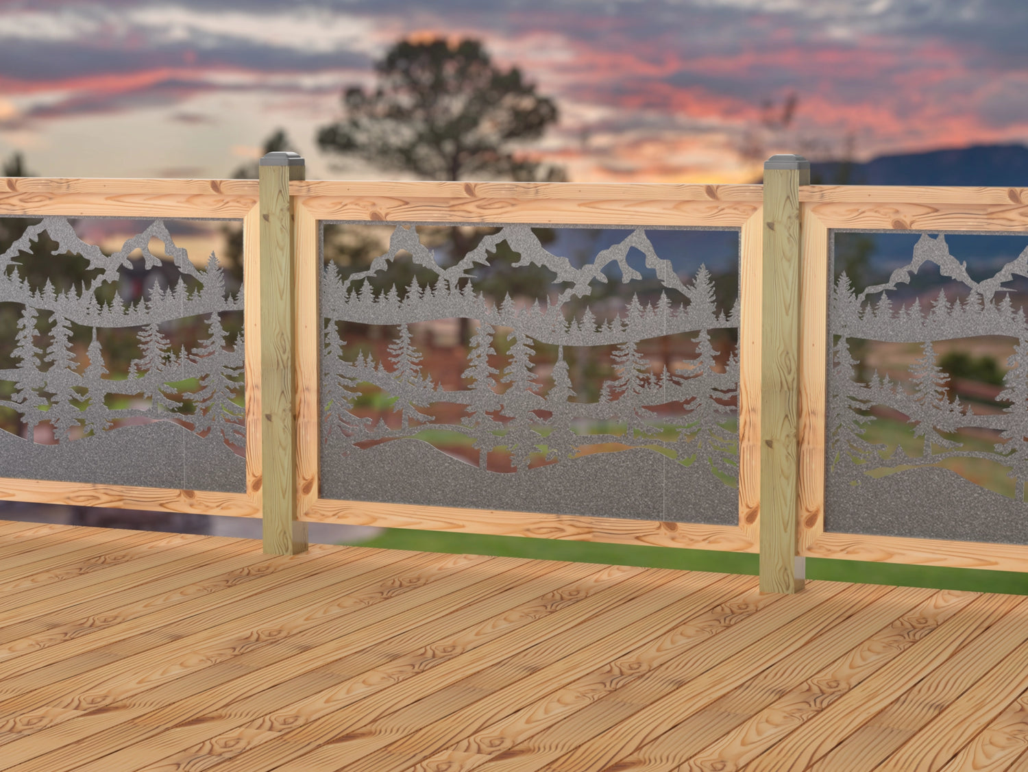 47"x30" - Mountain Landscape Fence/Gate Panel Insert - Madison Iron and Wood