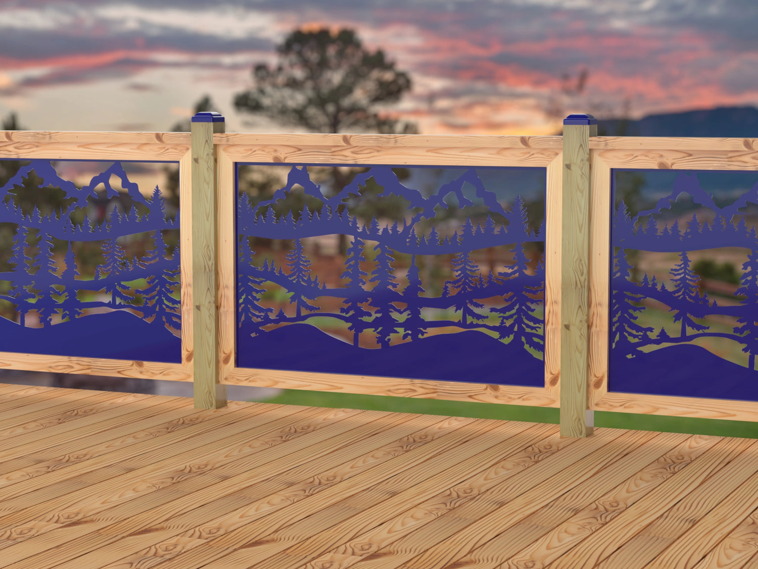 47"x30" - Mountain Landscape Fence/Gate Panel Insert - Madison Iron and Wood