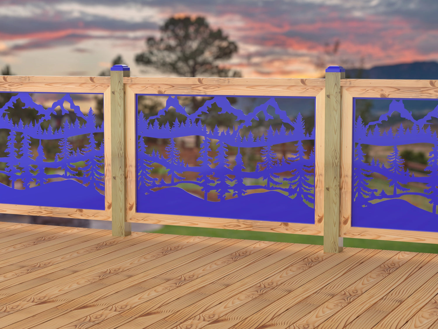 47"x30" - Mountain Landscape Fence/Gate Panel Insert - Madison Iron and Wood