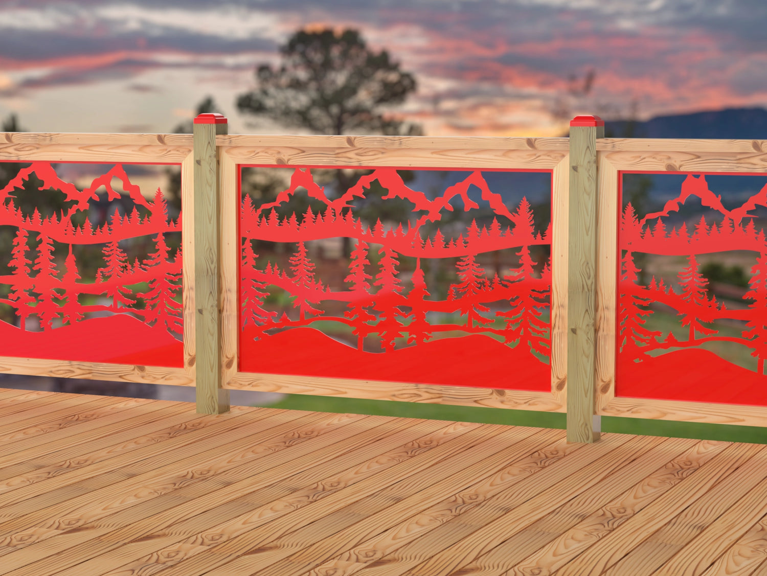 47"x30" - Mountain Landscape Fence/Gate Panel Insert - Madison Iron and Wood