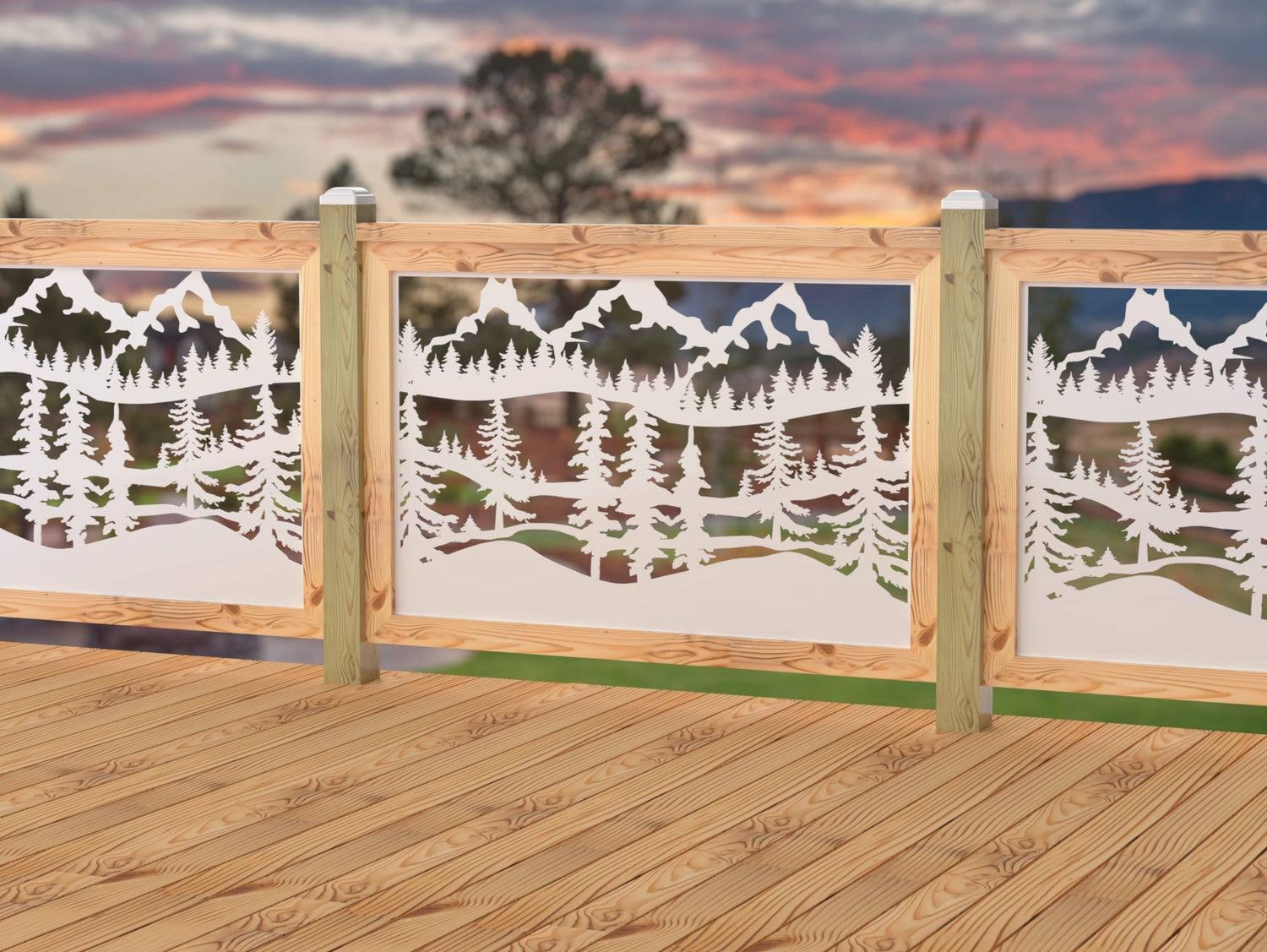 47"x30" - Mountain Landscape Fence/Gate Panel Insert - Madison Iron and Wood