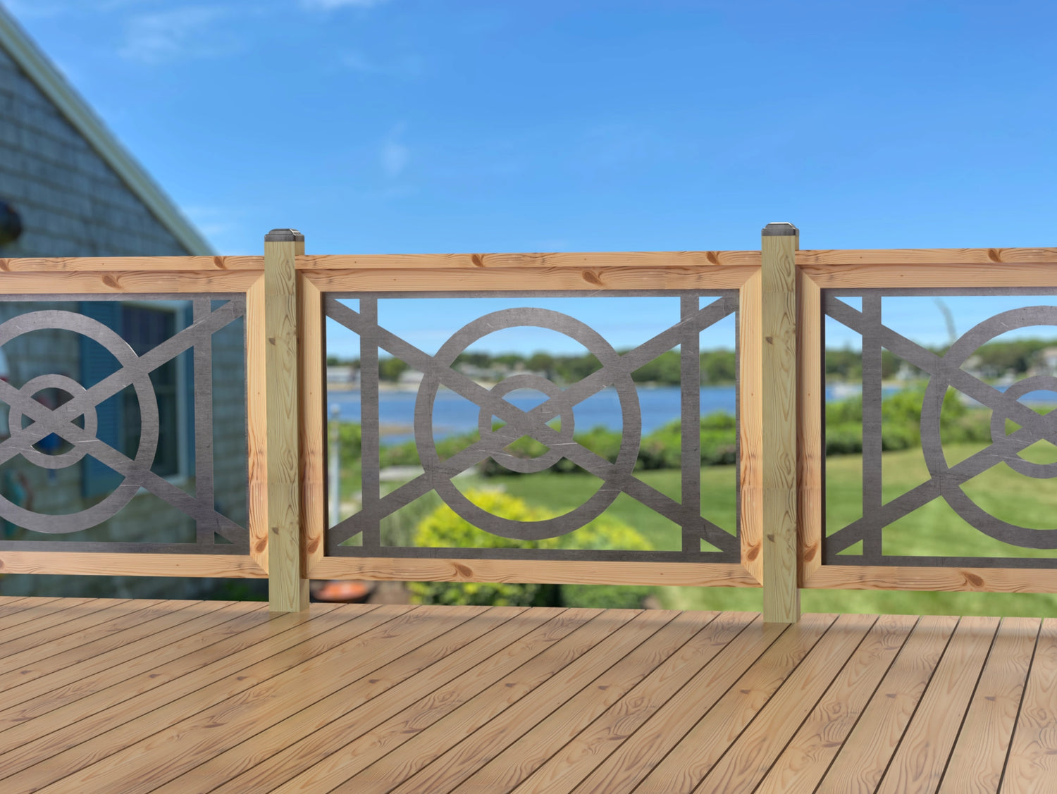 47"x30" - Modern Nautical Design Fence/Gate Panel Insert - Madison Iron and Wood