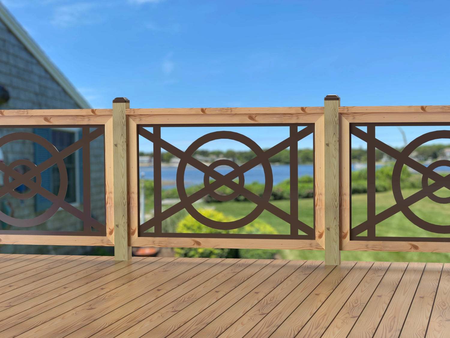 47"x30" - Modern Nautical Design Fence/Gate Panel Insert - Madison Iron and Wood