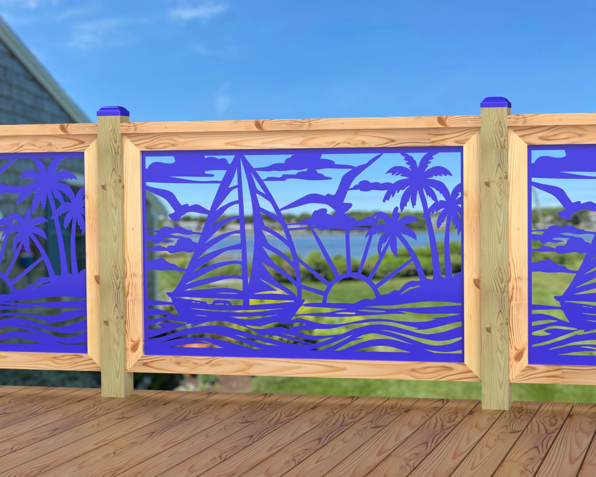 Sailboat at Sunset Railing Panel Insert
