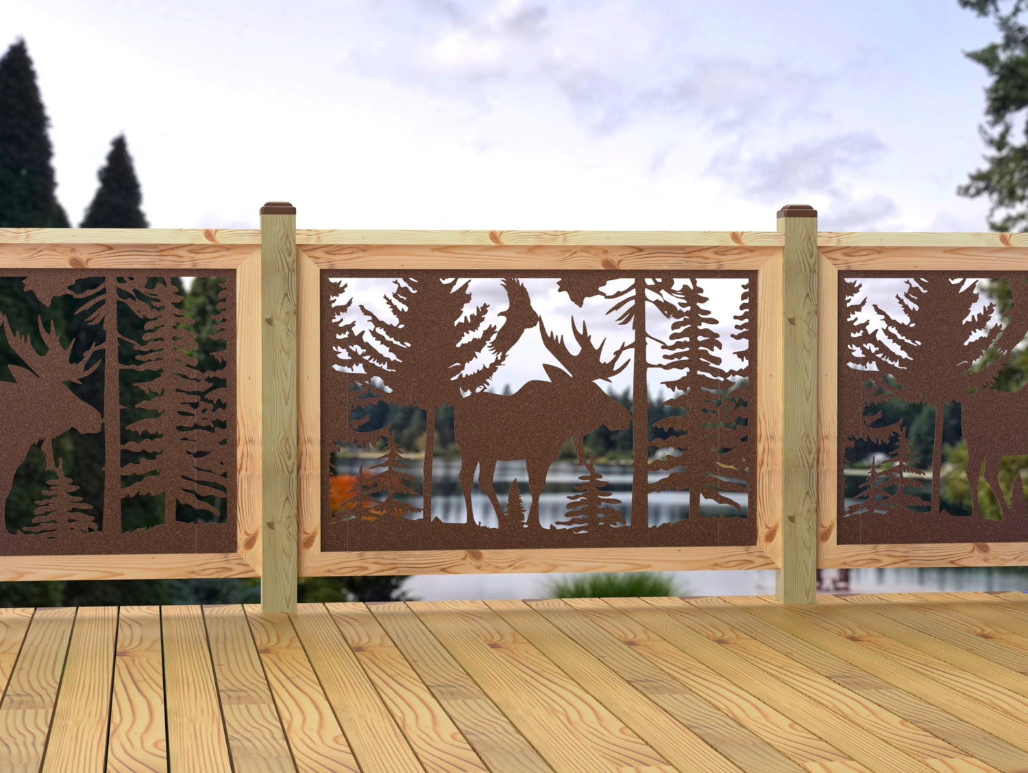 47"x30" - Single Moose Landscape Fence/Gate Panel Insert - Madison Iron and Wood