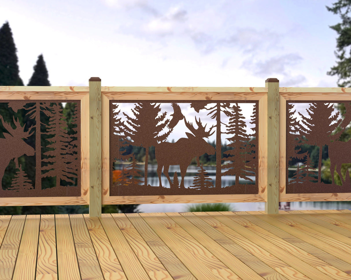 47"x30" - Single Moose Landscape Fence/Gate Panel Insert - Madison Iron and Wood