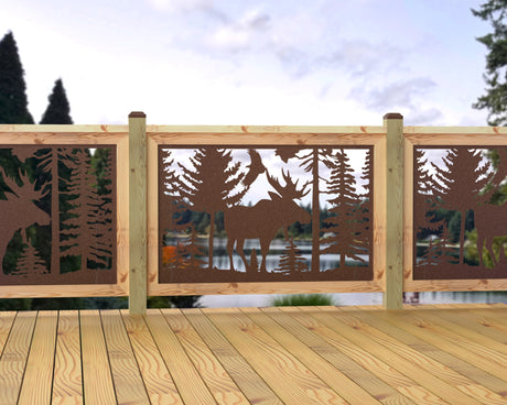 47"x30" - Single Moose Landscape Fence/Gate Panel Insert - Madison Iron and Wood