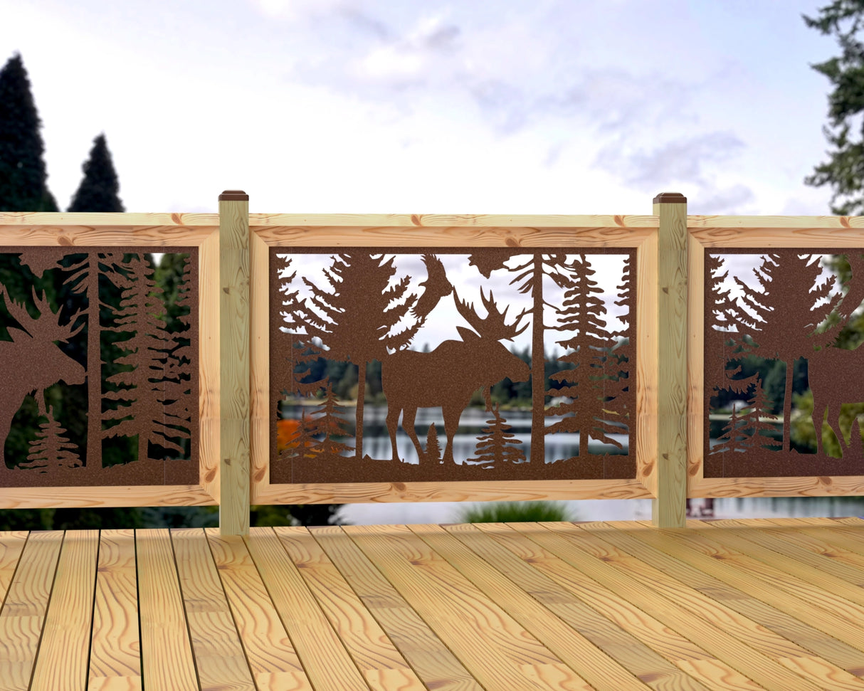 Single Moose Landscape Railing Panel Insert - Madison Iron and Wood