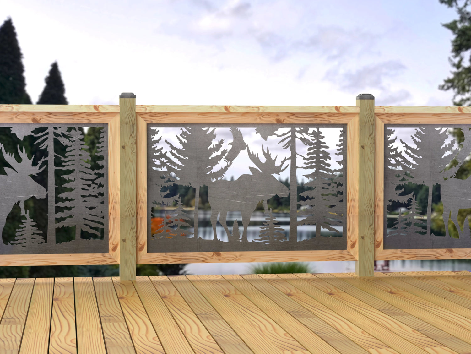 47"x30" - Single Moose Landscape Fence/Gate Panel Insert - Madison Iron and Wood