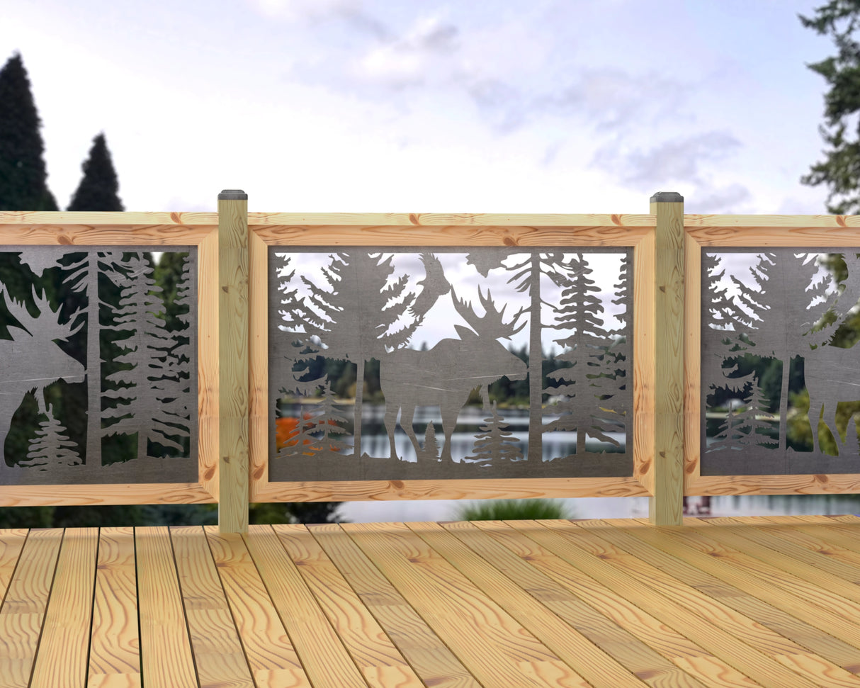 47"x30" - Single Moose Landscape Fence/Gate Panel Insert - Madison Iron and Wood