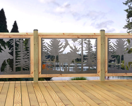 47"x30" - Single Moose Landscape Fence/Gate Panel Insert - Madison Iron and Wood