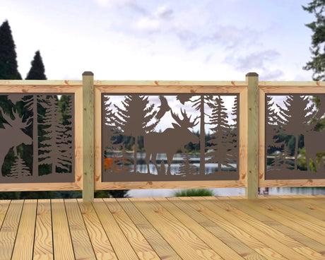 47"x30" - Single Moose Landscape Fence/Gate Panel Insert - Madison Iron and Wood