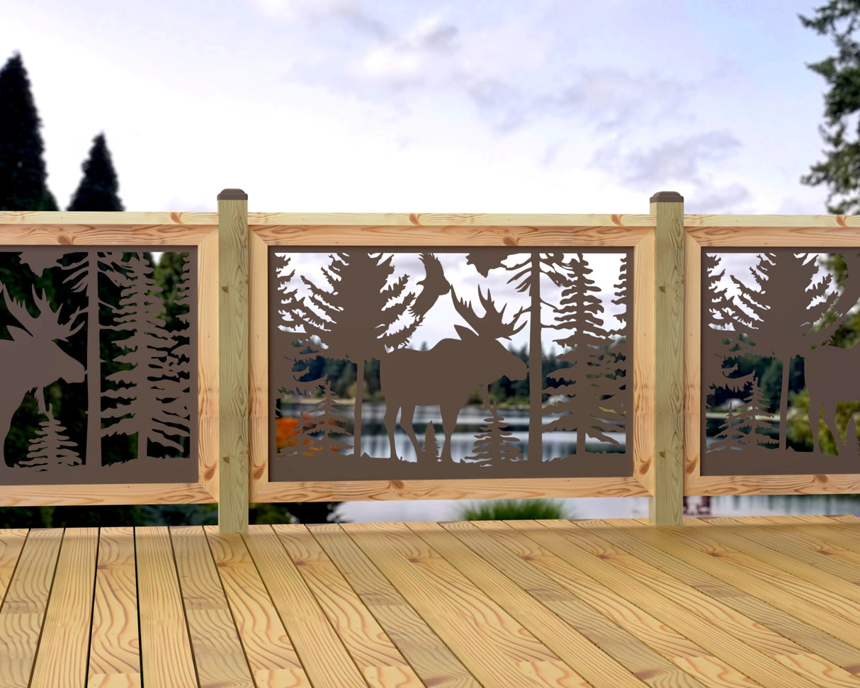 Single Moose Landscape Railing Panel Insert - Madison Iron and Wood