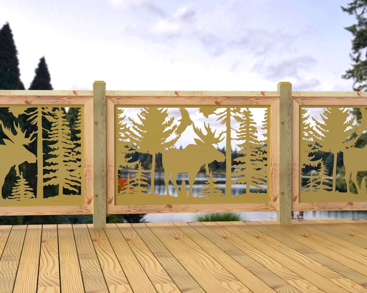 47"x30" - Single Moose Landscape Fence/Gate Panel Insert - Madison Iron and Wood