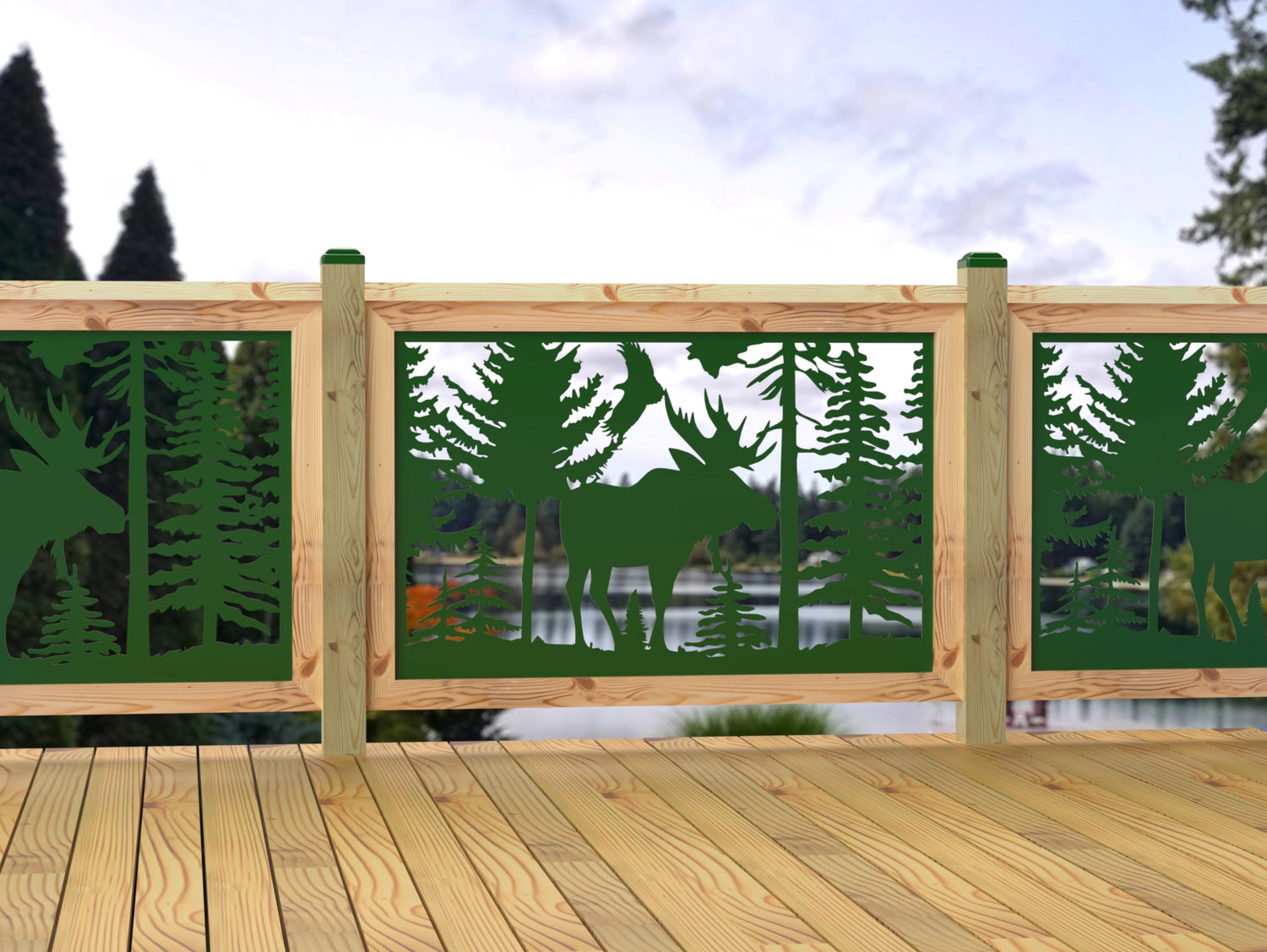 47"x30" - Single Moose Landscape Fence/Gate Panel Insert - Madison Iron and Wood