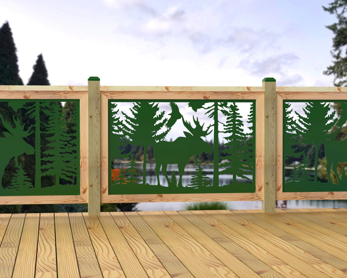 47"x30" - Single Moose Landscape Fence/Gate Panel Insert - Madison Iron and Wood