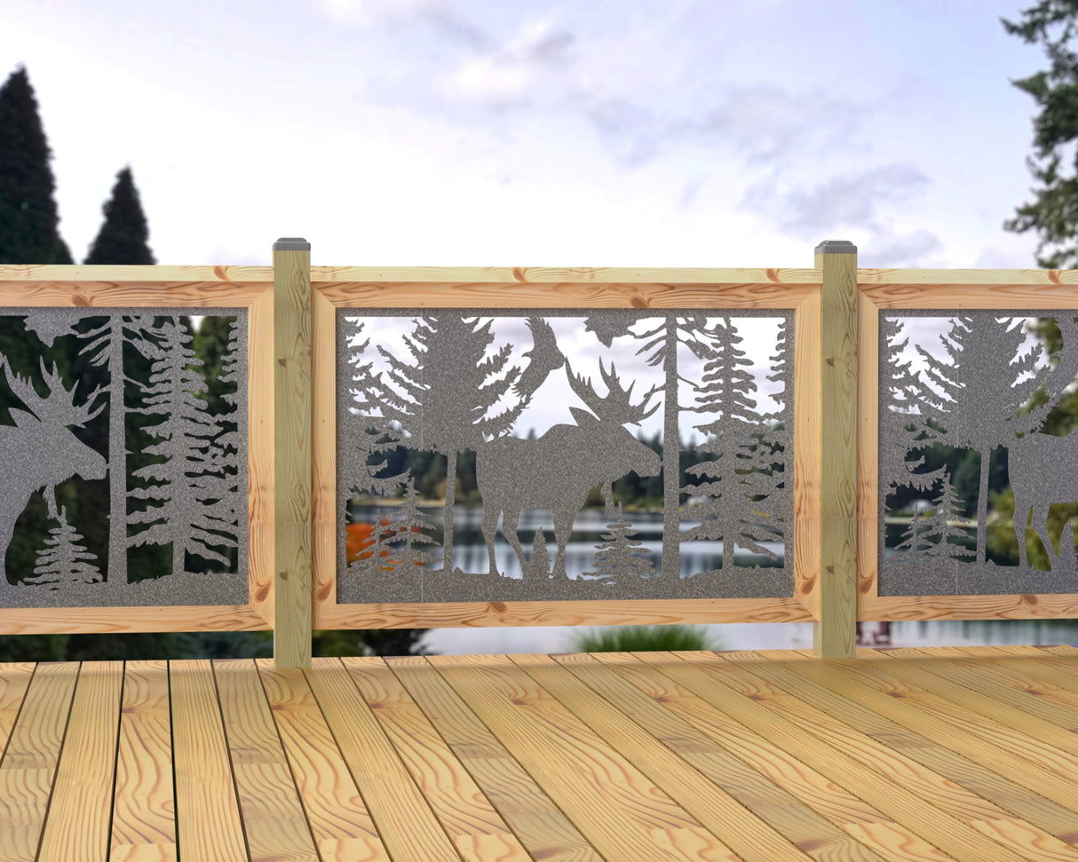 47"x30" - Single Moose Landscape Fence/Gate Panel Insert - Madison Iron and Wood