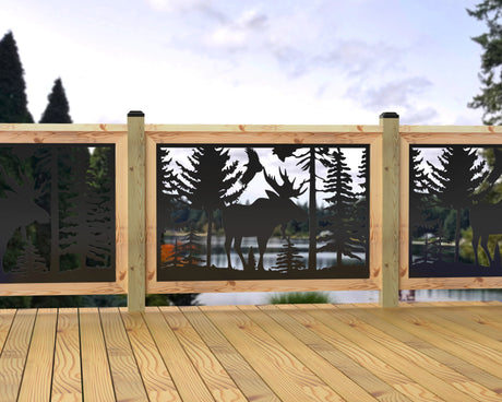 47"x30" - Single Moose Landscape Fence/Gate Panel Insert - Madison Iron and Wood