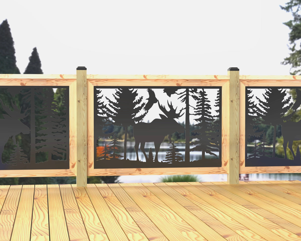 Single Moose Landscape Railing Panel Insert - Madison Iron and Wood