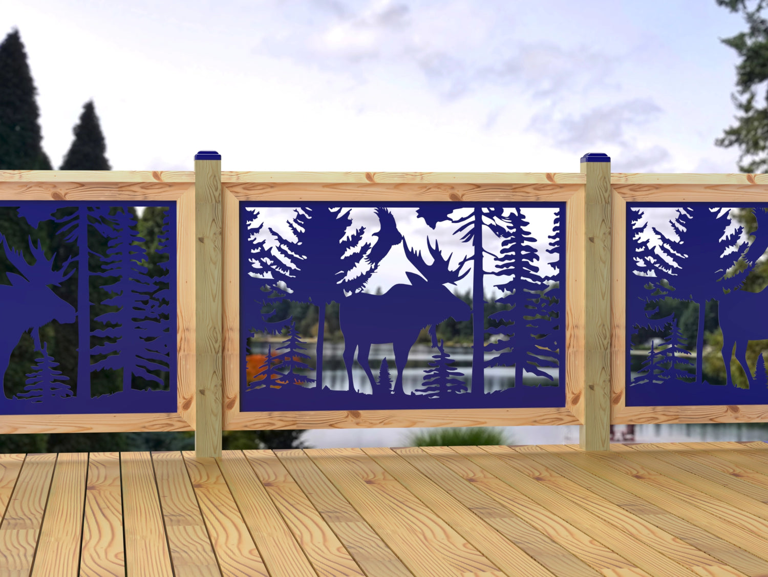 47"x30" - Single Moose Landscape Fence/Gate Panel Insert - Madison Iron and Wood