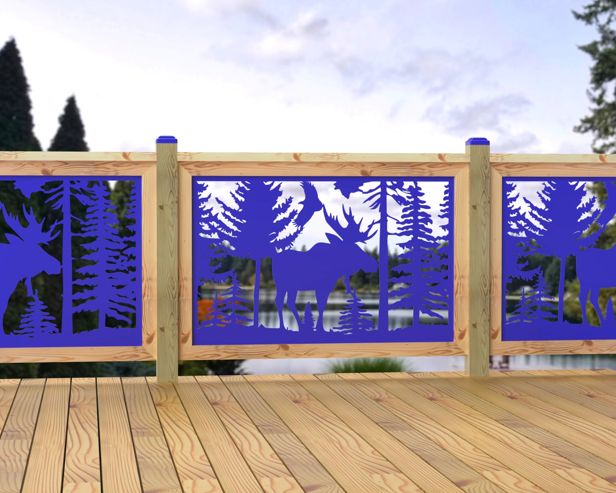 47"x30" - Single Moose Landscape Fence/Gate Panel Insert - Madison Iron and Wood