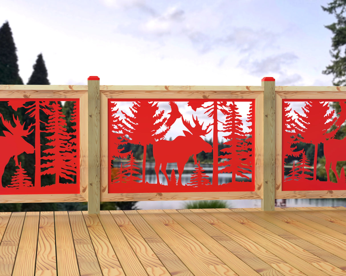 47"x30" - Single Moose Landscape Fence/Gate Panel Insert - Madison Iron and Wood