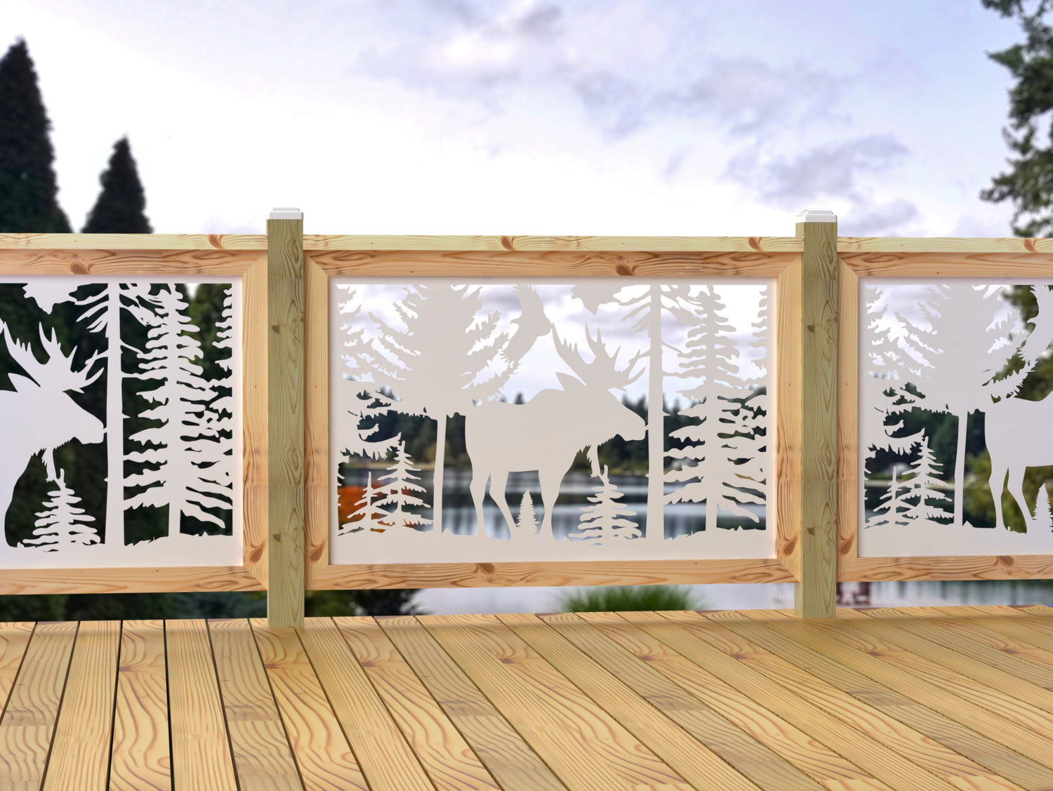 47"x30" - Single Moose Landscape Fence/Gate Panel Insert - Madison Iron and Wood