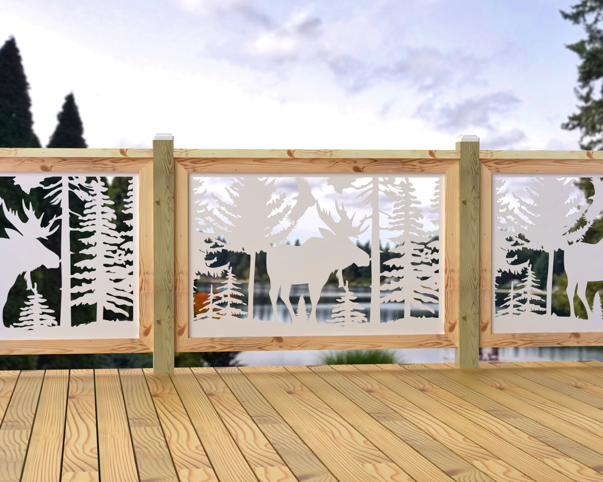 47"x30" - Single Moose Landscape Fence/Gate Panel Insert - Madison Iron and Wood