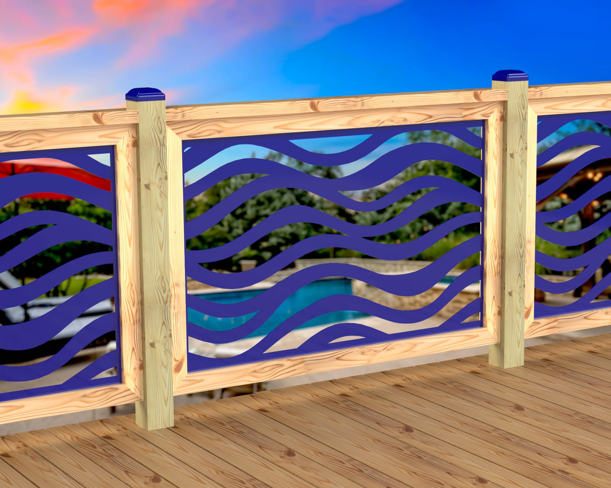 Inserto de panel de barandilla con paisaje forestal