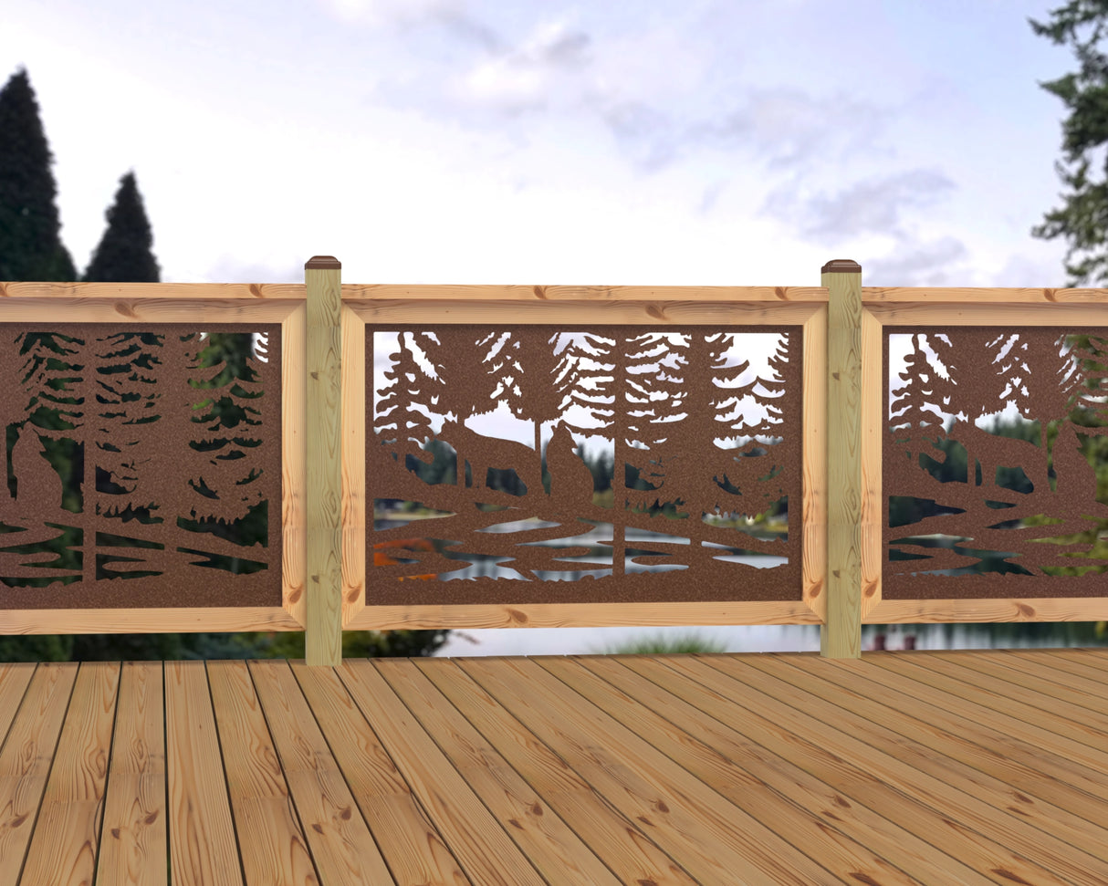 47"x30" - Wolves Howling Fence/Gate Panel Insert - Madison Iron and Wood