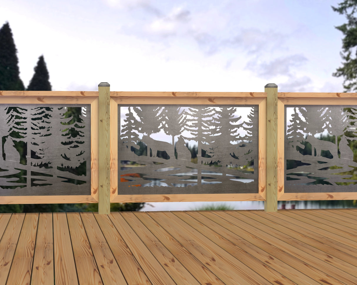 47"x30" - Wolves Howling Fence/Gate Panel Insert - Madison Iron and Wood