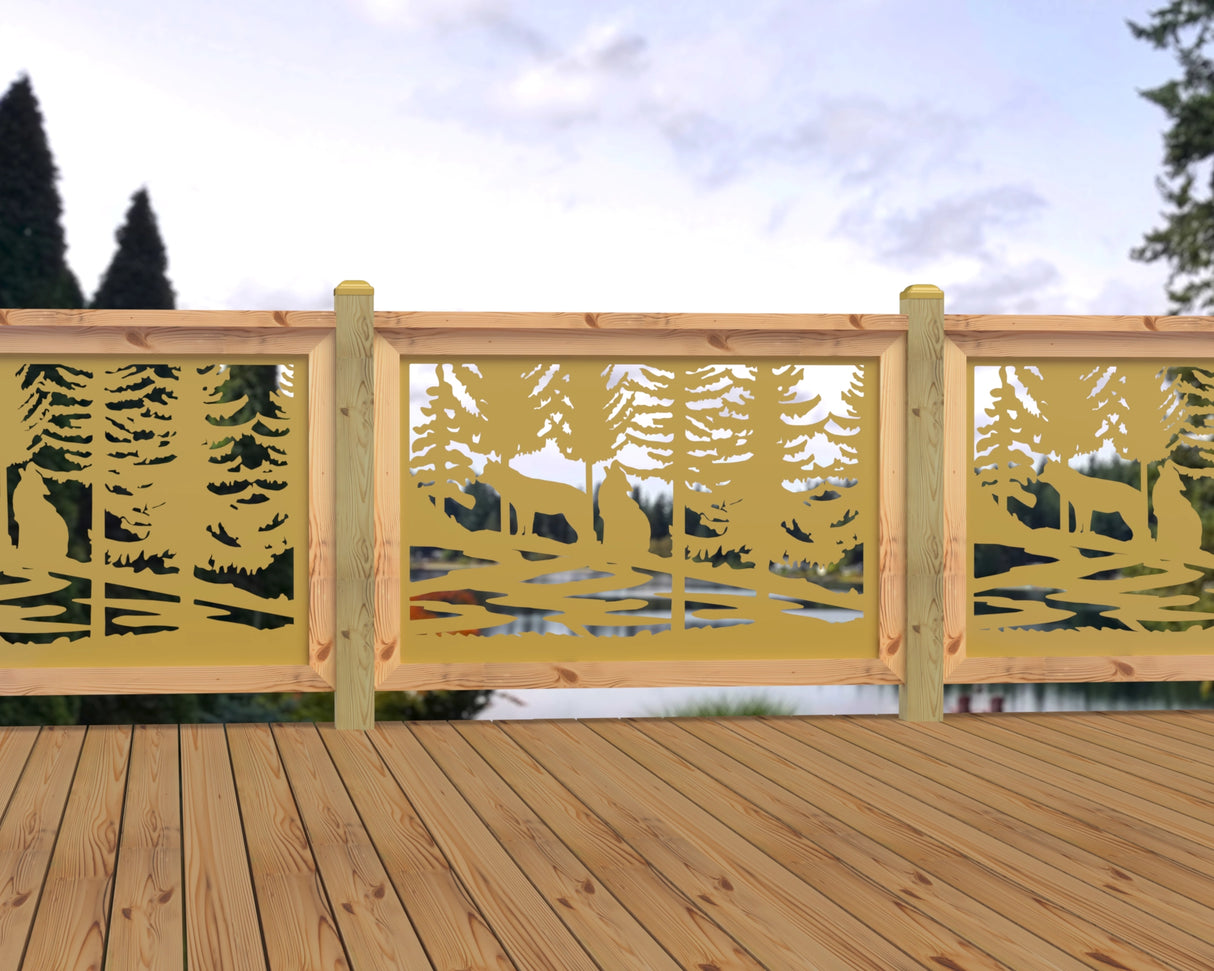47"x30" - Wolves Howling Fence/Gate Panel Insert - Madison Iron and Wood