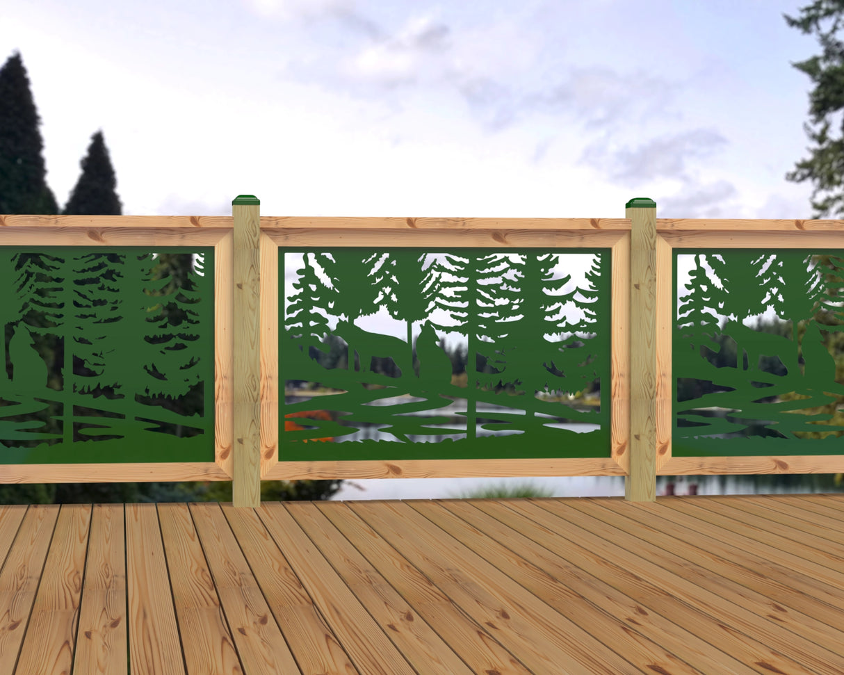 47"x30" - Wolves Howling Fence/Gate Panel Insert - Madison Iron and Wood