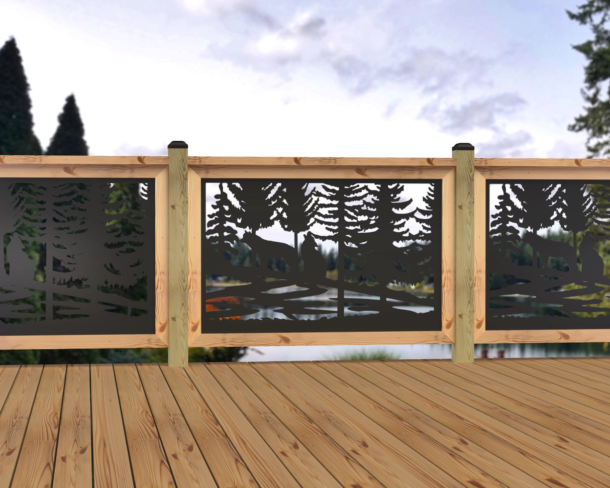 47"x30" - Wolves Howling Fence/Gate Panel Insert - Madison Iron and Wood