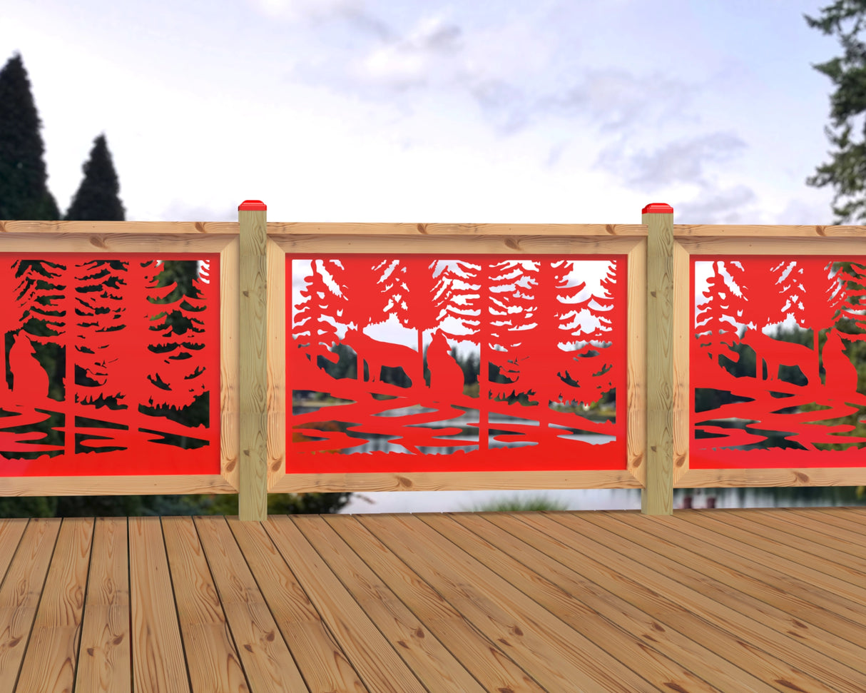 47"x30" - Wolves Howling Fence/Gate Panel Insert - Madison Iron and Wood