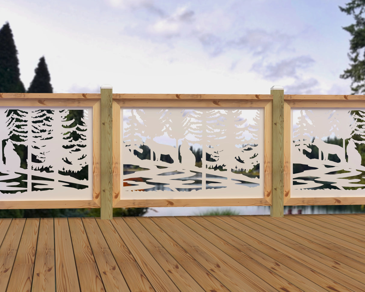 47"x30" - Wolves Howling Fence/Gate Panel Insert - Madison Iron and Wood