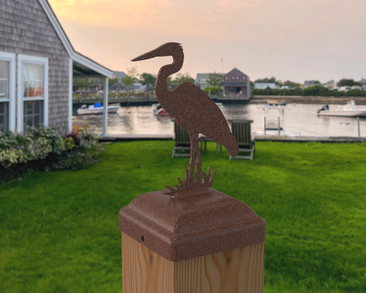 Blue Heron Fence Post Cap (Multiple Post Sizes Available) - Madison Iron and Wood