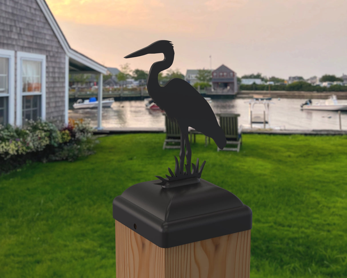 Blue Heron Fence Post Cap (Multiple Post Sizes Available) - Madison Iron and Wood