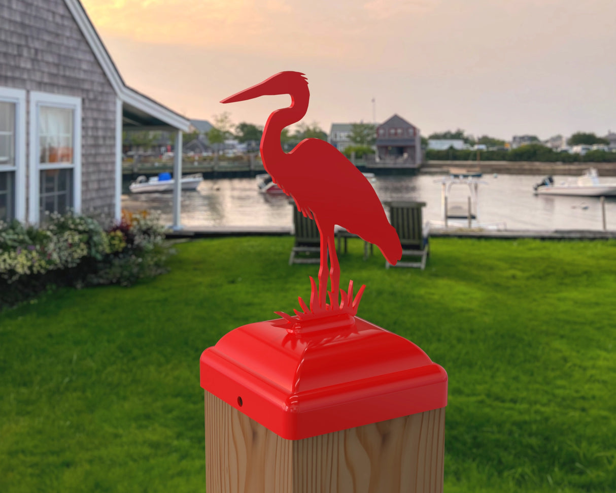 Blue Heron Fence Post Cap (Multiple Post Sizes Available) - Madison Iron and Wood