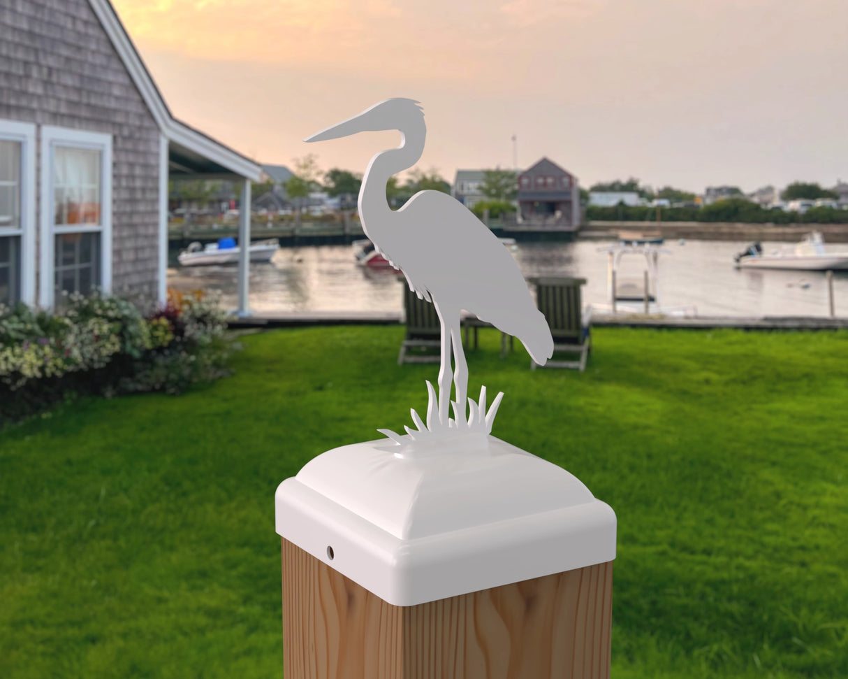 Blue Heron Fence Post Cap (Multiple Post Sizes Available) - Madison Iron and Wood