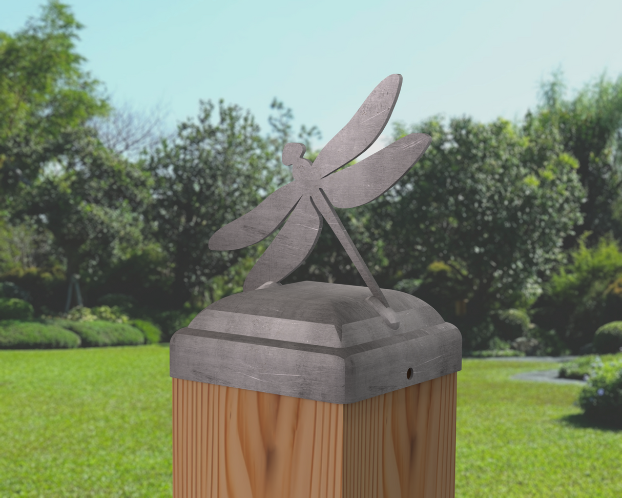 Dragonfly Fence Post Cap (Multiple Post Sizes Available) - Madison Iron and Wood