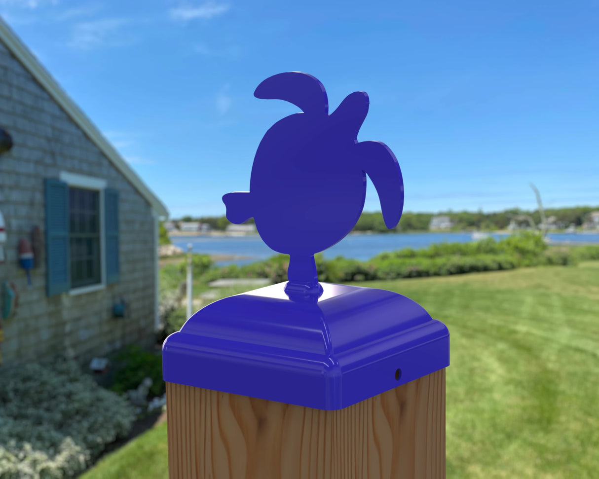 Sea Turtle Fence Post Cap (Multiple Post Sizes Available) - Madison Iron and Wood