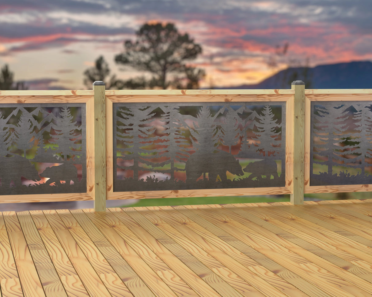 60"x30" - Bear Landscape Fence/Gate Panel Insert - Madison Iron and Wood