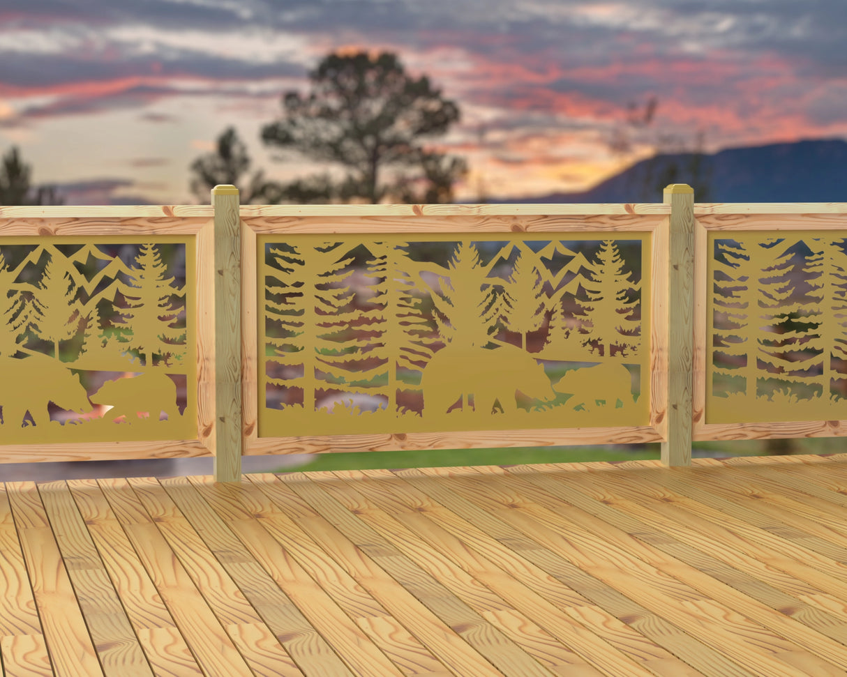 60"x30" - Bear Landscape Fence/Gate Panel Insert - Madison Iron and Wood