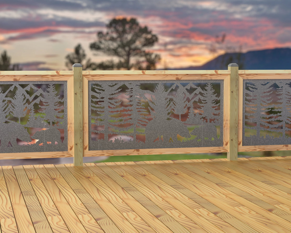 60"x30" - Bear Landscape Fence/Gate Panel Insert - Madison Iron and Wood
