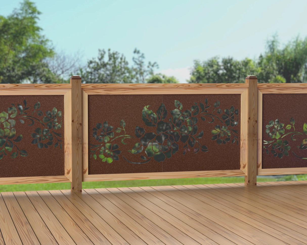 60"x30" - Floral Design Fence/Gate Panel Insert - Madison Iron and Wood