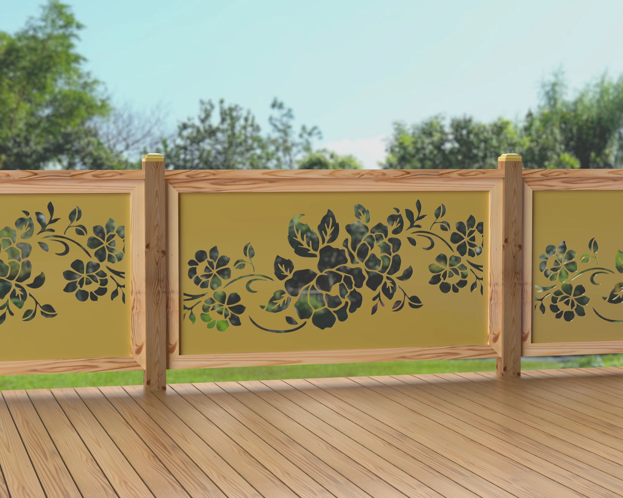 60"x30" - Floral Design Fence/Gate Panel Insert - Madison Iron and Wood